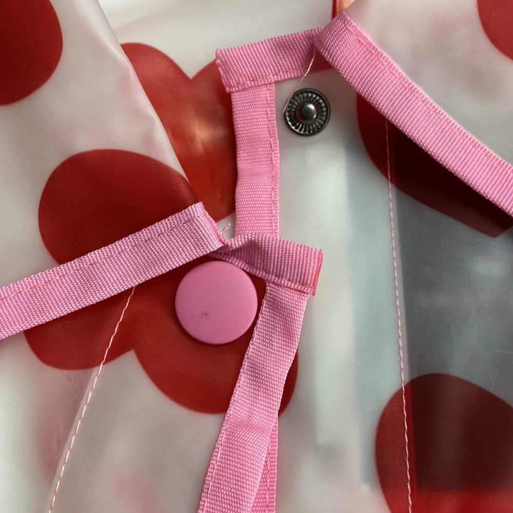 Lazy Oaf See Through Heart Mac Translucent Rain Jacket Oversize Size L / XXL fit - Picture 16 of 17